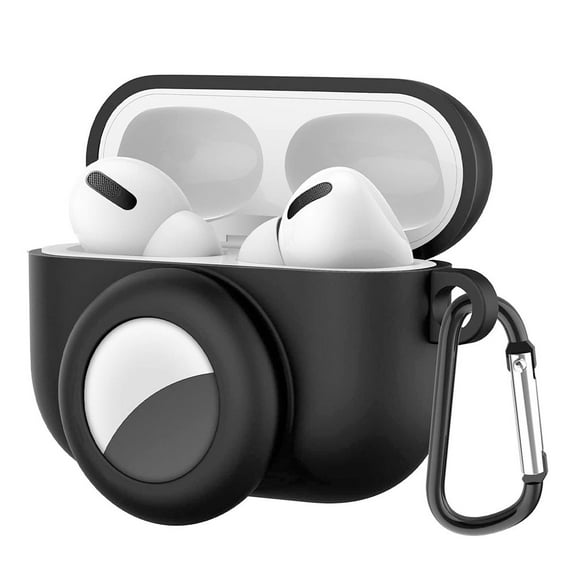 LEEYNEER Airpod Pro AirTag Case Holder with Keychain  Full Body Protective Silicone Skin for Airpods Pro Case Cover with Built in Airtags Slot