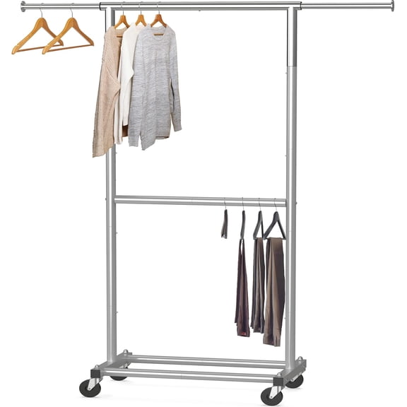 Double Rod Garment Rack, Grey