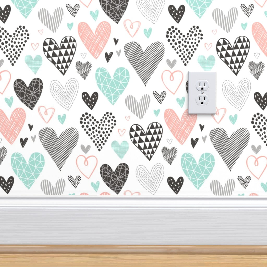 Peel & Stick Wallpaper Swatch - Rainbow Love Heart Valentine