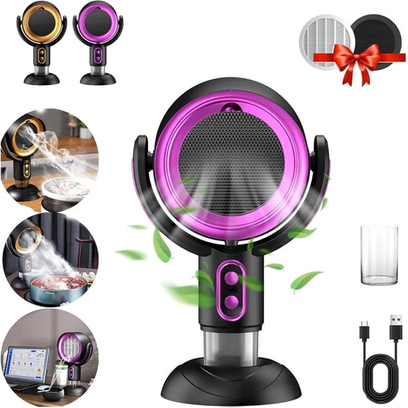 Smoke Fan for Smoking Indoors,Desktop Smoke Purifier Fan,Portable Rechargeable Adjustable Angle Smoke Trap,Mini Air Purifier with Removable Washable Filter for Indoor Smoking,Cooking,Office & Kitchen