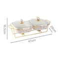 thumbnail image 3 of Ceramic Dry Pot Food Warmer Set, Chafing Dish Cookware Sets, Buffet Warmers Set with Lid, Gold Plating Serving Dishes, 3 of 7