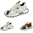 thumbnail image 2 of XIMIN Men's Color Block Sports Shoes Colorful Trendy and Retro Canvas Thick Sole Sneakers Lace up Casual Style Suitable for Walking Tennis and Running, 2 of 5