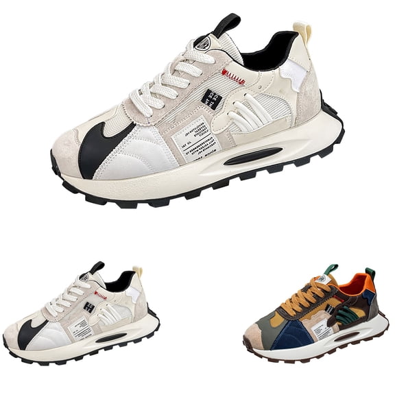 AUDeals Men's Color Block Sneakers, Retro Canvas Shoes with Thick Sole and Casual Comfort for Walking and Tennis (B, 9)