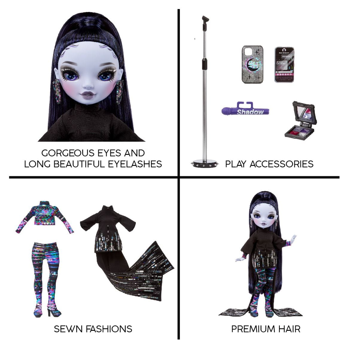Rainbow High Shadow High Reina Glitch Crowne- Purple Fashion Doll. Fashionable Outfit & 10+ Colorful Play Accessories. Great Gift for Kids 4-12 Years Old & Collectors
