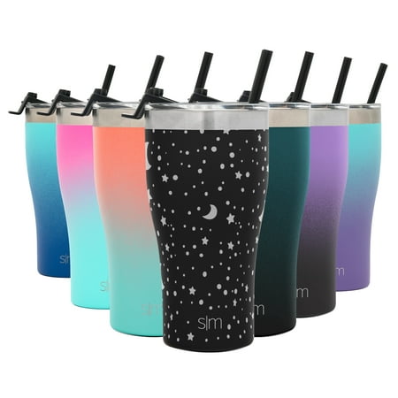 Simple Modern 22oz. Slim Cruiser Tumbler with Straw & Closing Lid Travel Mug - Gift Double Wall Vacuum Insulated - 18/8 Stainless Steel Water Bottle Design: Lunar