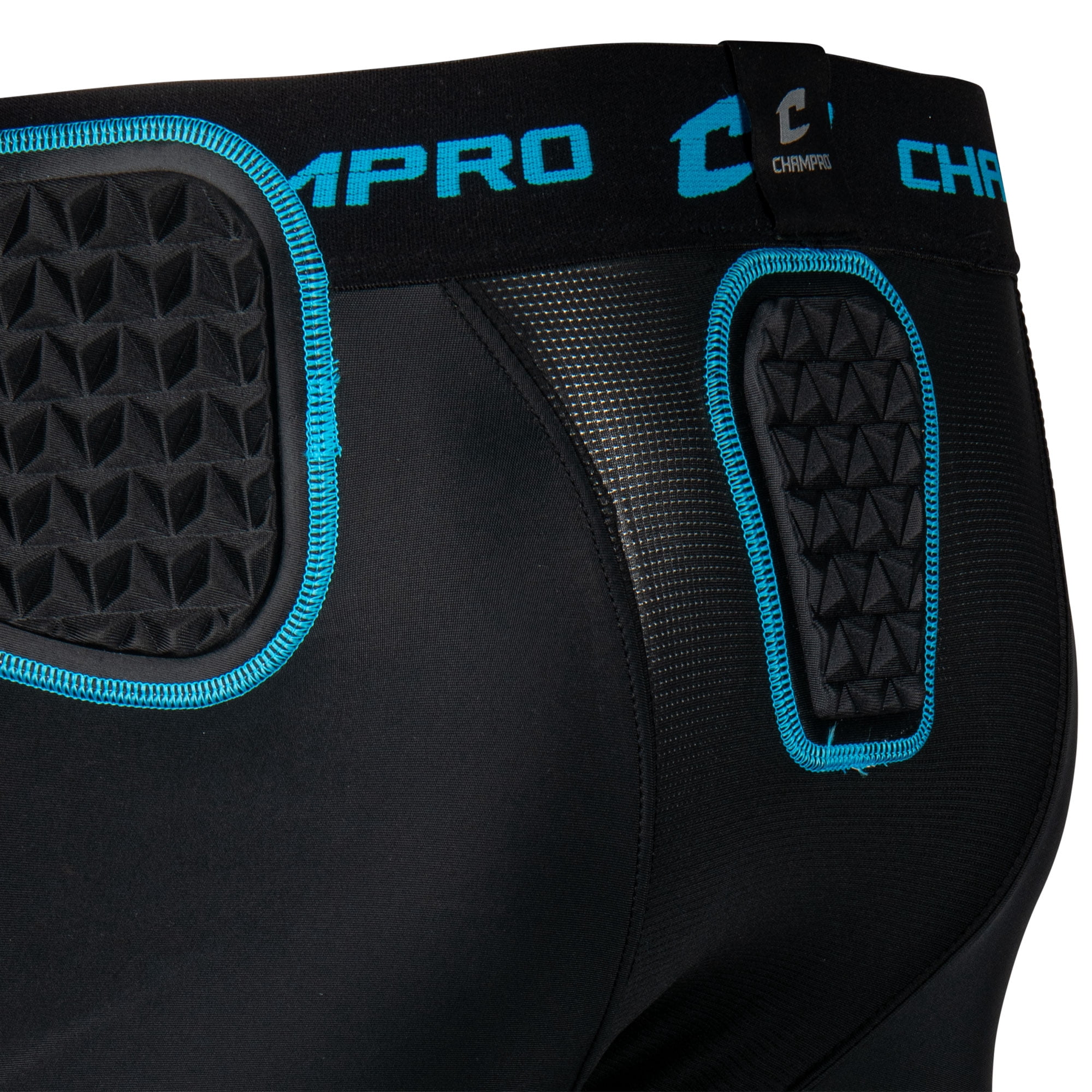 Champro Bull Rush 7-Pad Girdle, Adult, 2X-Large, Black, Optic Blue