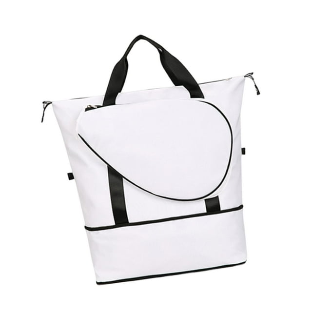 Bolsa de Pickleball expandible con soporte para paletas, para exteriores, ligera, extraíble, con correa de hombro ajustable, bolsa de bádminton blanco