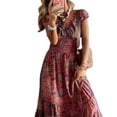 thumbnail image 4 of QWZNDZGR 2022 New Simi Asian Style Retro Dress Dress With Waist, Floral Print And Large Swing Dress, 4 of 6