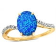 thumbnail image 2 of Star K� Big Stone Oval 10x8 Blue Created Opal Bypass solitaire engagement promise ring, 2 of 9