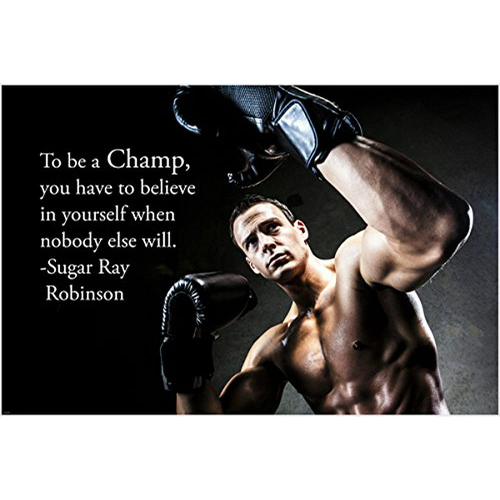 Strong Agile Boxer Motivational Poster Fitness Sports Champ Quote 24X36