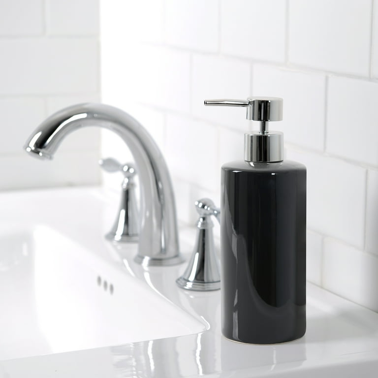 Mainstays Ceramic Lotion Pump Rich Black, 12.5 oz, Ceramic with