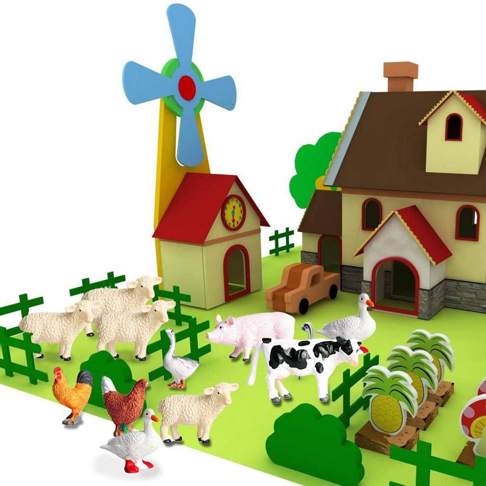 Realistic Simulation Jumbo Domestic Animal Toys 12pcs Farm Animals Figures