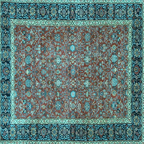 Ahgly Company Indoor Square Persian Light Blue Traditional Area Rugs, 3' Square