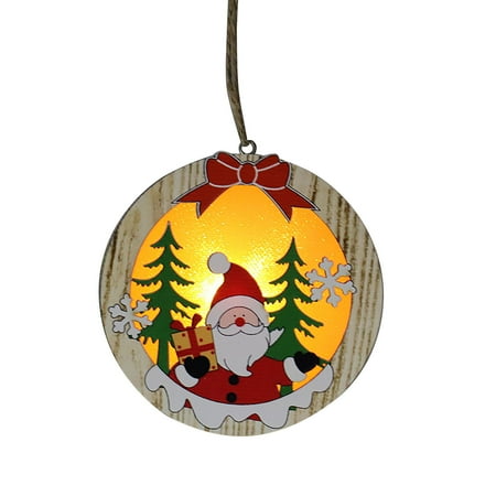 

Christmas Tree Wooden Luminous Five-Pointed Star Old Man Snowman Deer Scene Decoration Pendant