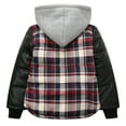 thumbnail image 2 of Richie House Little Boys Red Plaid Faux Leather Hooded Padding Jacket 2/3, 2 of 2