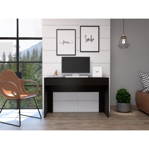 Tuhome Acre Computer Desk with Two Drawers, Modern Design, Light Gray Finish, Home Office