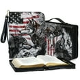 thumbnail image 4 of ZUXONGSY American Flag Wolf Print Leather Bible Case Stylish Bible Carrying Case for Women Men Scripture Bag with Detachable Wristlet Strap Classic Bible Accessories for Christian, XL, 4 of 7