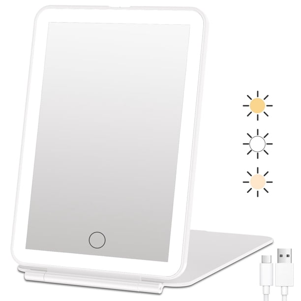 Espejo de maquillaje FUNTOUCH recargable con 72 luces LED de 3 colores