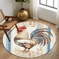 thumbnail image 2 of Round Rugs 5Ft, Retro Rooster Round Area Rug Washable Indoor Throw Carpet, Farmhouse Striped Watercolor Animals Soft Non Slip Circle Rug for Cabinet Bathroom Home Decor Aesthetic, 2 of 8