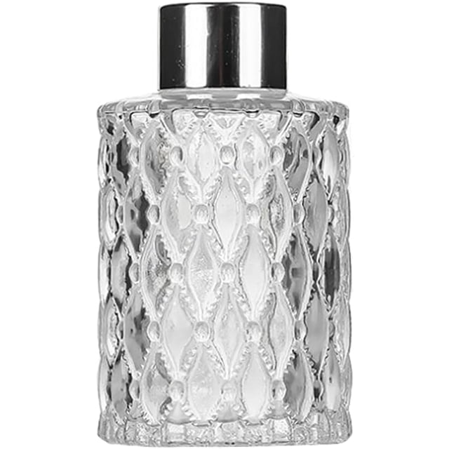 150ML/5oz Clear Glass Diffuser Jars Essential Oil Diffuser Bottle with Silver Cap Home Decoration Fragrance Accessories for DIY Replacement Reed Diffuser Sticks Sets