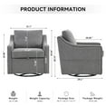 thumbnail image 2 of Linen Fabric 360° Swivel Accent Chair with Upholstered,One Back Pillow,Armrest with Rivets Craftsmanship, Single Sofa Chair with High Backrest for Living room,Gray, 2 of 5