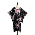 thumbnail image 2 of Asian Home Flower Peacock Satin Silk Kimono Dress, Nightgown, Dressing Gown (Black), 2 of 4