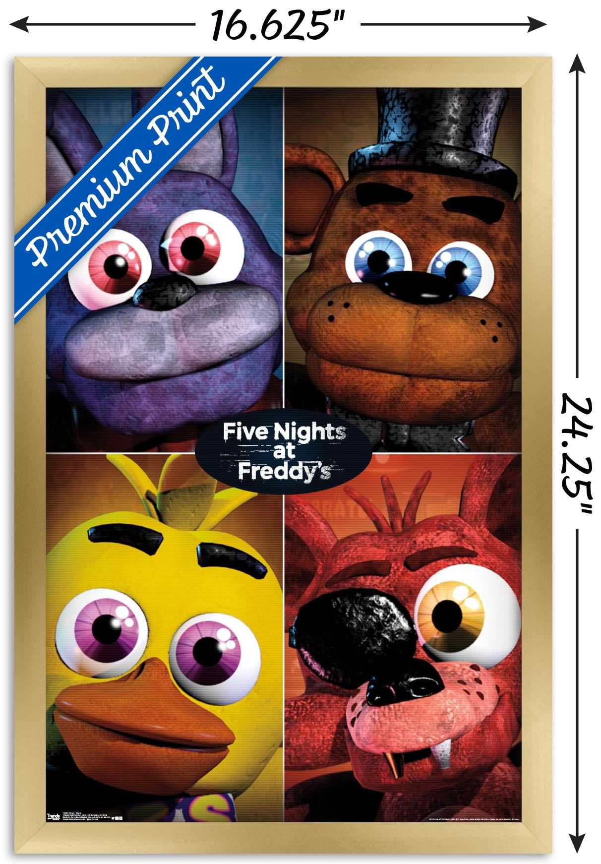 Five Nights at Freddy's - Quad Wall Poster, 14.725" x 22.375", Framed