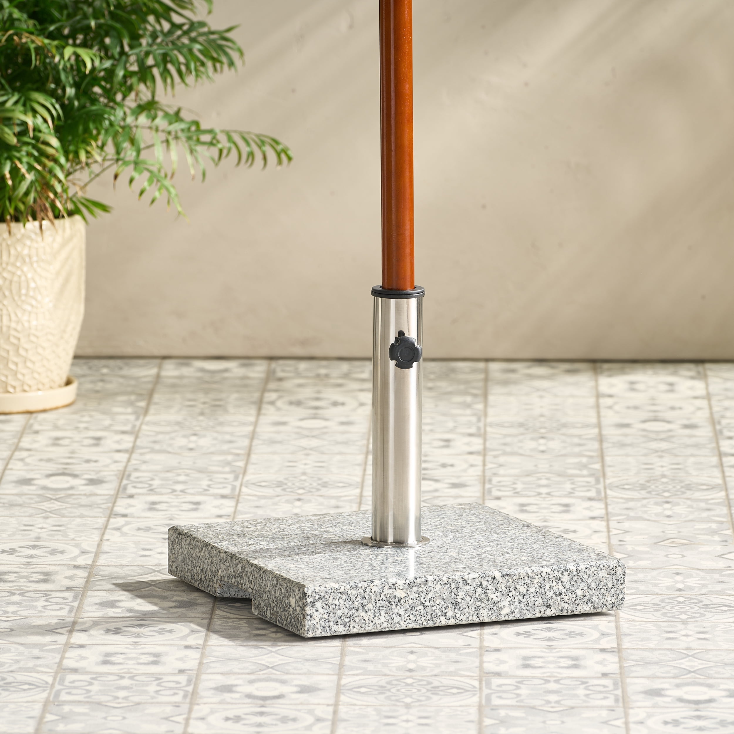 Jules 55lb Outdoor Granite Square Umbrella Holder Base, Grey