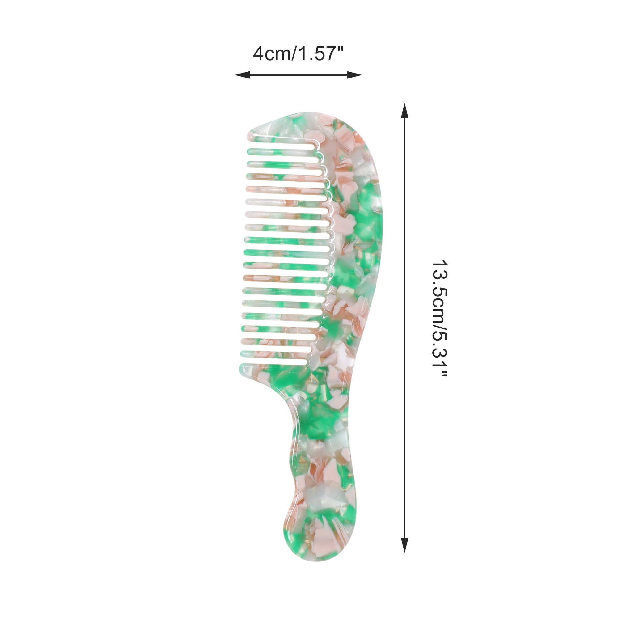 Unique Bargains 1 Pc Durable Marble Texture Large Tooth Comb for All Hair Types Green