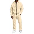 thumbnail image 2 of Domuza Full‑Zip Hooded Sweatshirt and Straight‑Leg Sweatpants Set for Men, 2‑Piece Pullover Sweatsuit, Relaxed‑Fit Athletic Casual Outfit with Pockets, 2 of 5