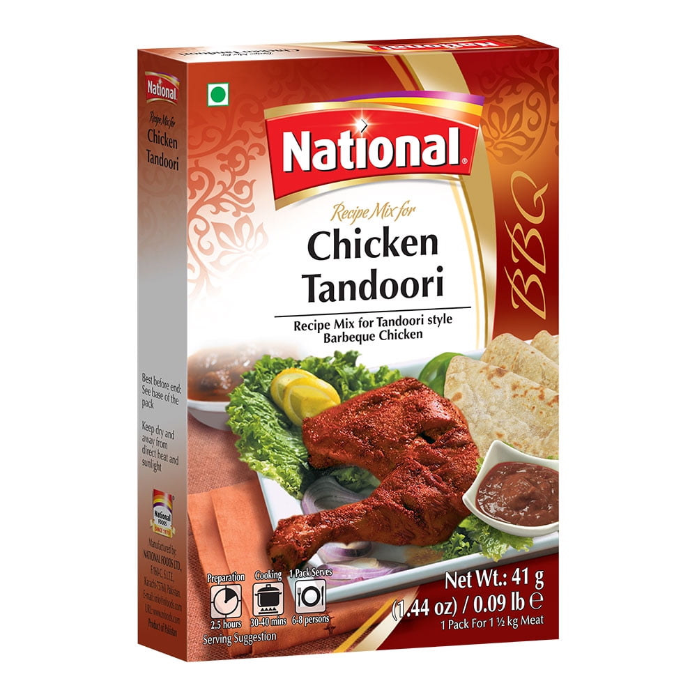 National Foods Chicken Tandoori Recipe Mix 1.44 oz (41g) | South Asian BBQ Masala | Traditional Spicy Food | Box Pack - Walmart.com