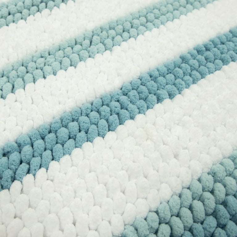 Mainstays 2pk. Chenille Bath Solid Bath Rug, Clearly Aqua and Turquoise,  17x23.5 