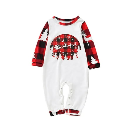 

KEJIG Stylish Christmas Baby Matching Pajamas Set Pjs For Family Set Red Plaid Top And Long Pants Sleepwear Sets
