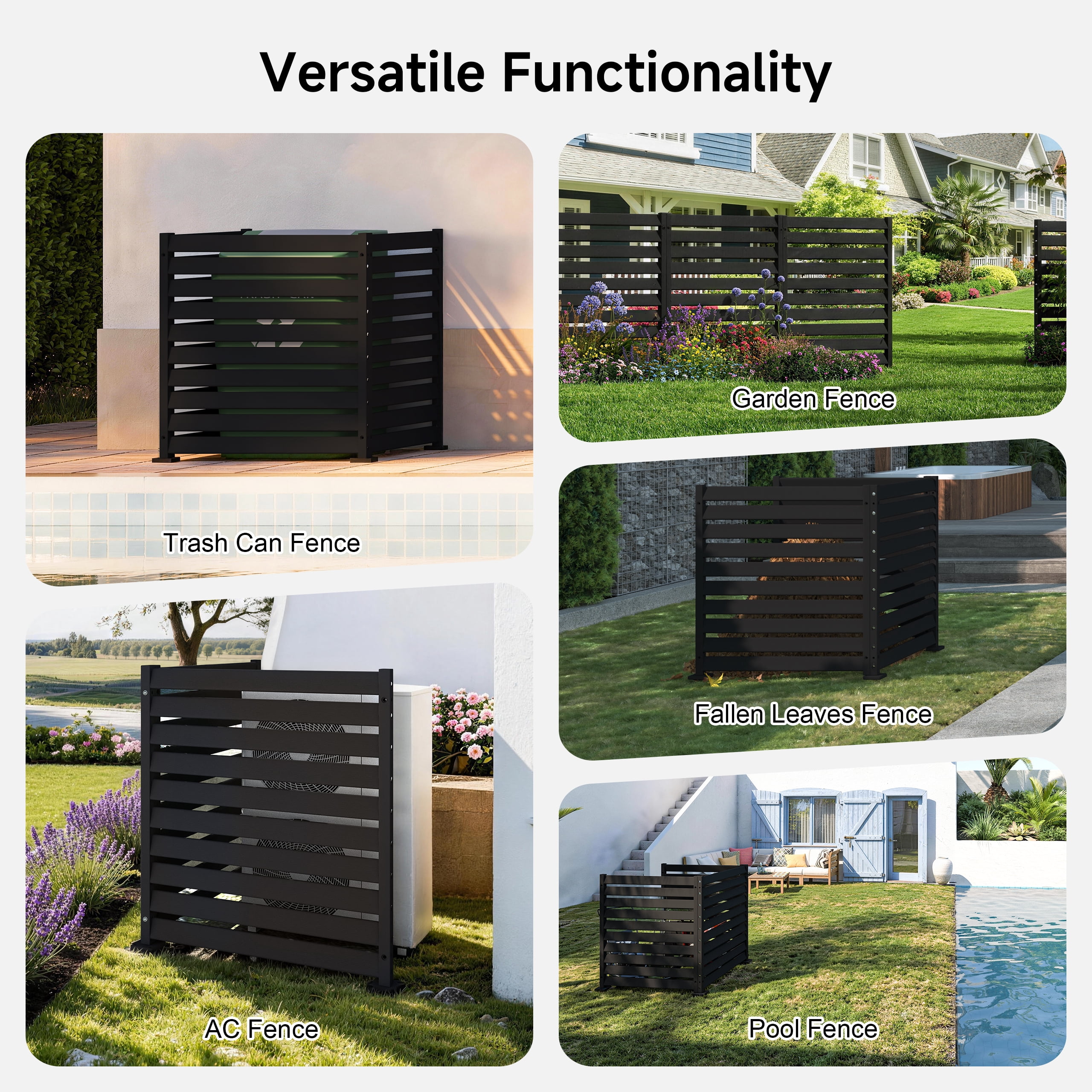 HDPE Outdoor Privacy Panels, 38"W x 42"H (3 Panels) Use As Air Conditioner Fence, Trash Can Enclosure, Pool Equipment Enclosure
