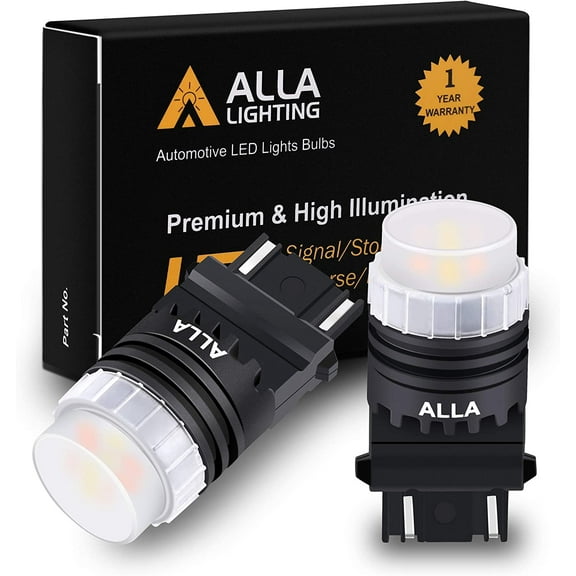 Alla Lighting Newest Mni Super Bright 3457 3157 LED Switchback Bulbs Turn Signal Lights Dual Color 6000K White (DRL/Parking)/Amber Yellow(Blinker) 4157NA 3457NA 3157NA