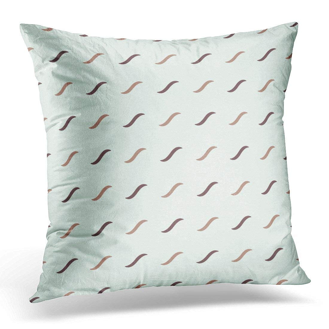 CMFUN Beige Angle Pattern with Curved Stripes Brown Diagonal Pillow
