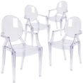 thumbnail image 2 of BizChair 4 Pack Oval Back Ghost Chair with Arms in Transparent Crystal, 2 of 12