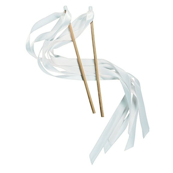 Ribbon Wand White (24Pc) - Apparel Accessories - 24 Pieces