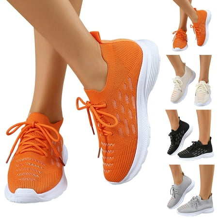 

Cathalem Fashion Spring And Summer Women Sports Shoes Flat Bottom Lightweight Fly Women s Go Walk 5-compatible with honor Sneaker Grey 8
