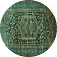 thumbnail image 1 of Ahgly Company Indoor Round Persian Turquoise Blue Traditional Area Rugs, 6' Round, 1 of 4