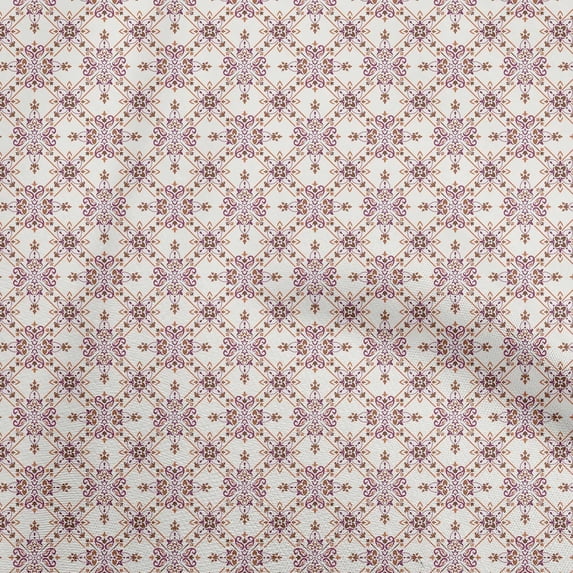 oneOone Cotton Poplin Twill Off White Fabric Asian Ornamental Tile Sewing Craft Projects Fabric Prints By Yard 56 Inch Wide