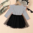 thumbnail image 5 of Girls Halloween Black Cat Print Long Sleeve Ruffle Mesh Tutu Dress, Kids Cartoon Cosplay Party Dress for Holiday Performance Party(Grey2,4-5 Years), 5 of 8
