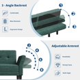 thumbnail image 6 of Litake 89" Futon Sofa Bed, Modern Chenille Sleeper Couch with Adjustable Backrest & Armrest, Convertible Futon Couch for Living Room Bedroom Apartments, Forest Green, 6 of 8