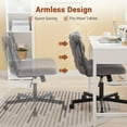 thumbnail image 7 of Yeshouse Adjustable Vanity Chair, Armless Swivel Office Chair with Wheels, White Fabric, 7 of 7