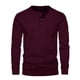 thumbnail image 2 of pstuiky camisa de manga larga para hombre, Suéter deportivo informal de color liso con cuello redondo y botones para hombre, blusa de manga larga con cuello redondo tops de invierno para hombre l, 2 of 6