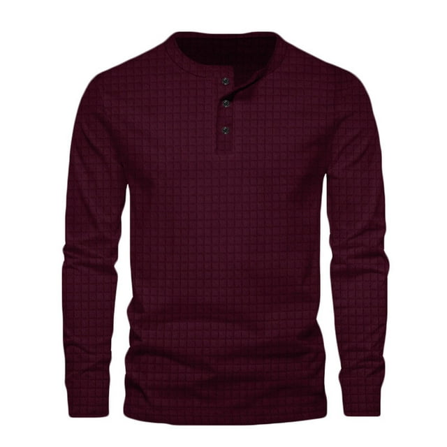 zbxnLI Chandails en Molleton à Col Rond pour Hommes, T-Shirts à Boutons, Couleur Unie, Décontracté, Léger, Chandail