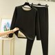 thumbnail image 4 of Qarigey Conjunto de ropa interior térmica para mujer, calzoncillos largos de terciopelo cómodos para clima frío cálido para invierno, ropa Ropa interior Negro L, 4 of 6