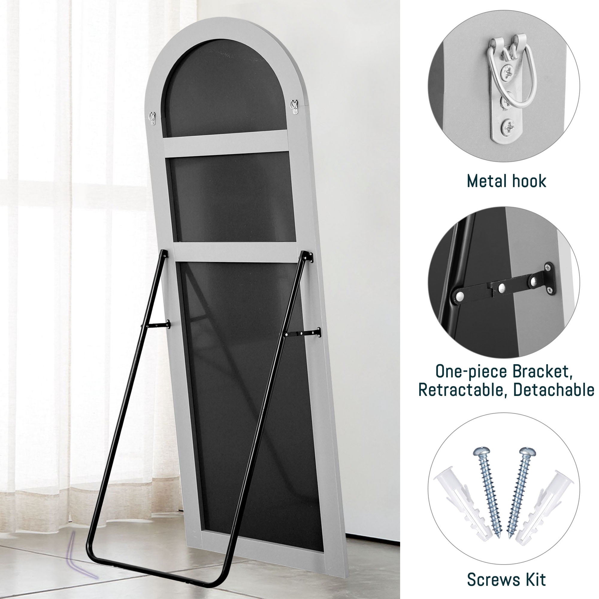 19 in x 58 in White Modern Wall Mirror