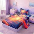 thumbnail image 2 of Manfei Tropical Beach Sunset Twin Sheet Sets for Kids Boys and Girls, Coastal Ocean Print Bedding 3 Pieces, 1 Flat Sheet, 1 Fitted Sheet and 1 Pillowcase, 2 of 6