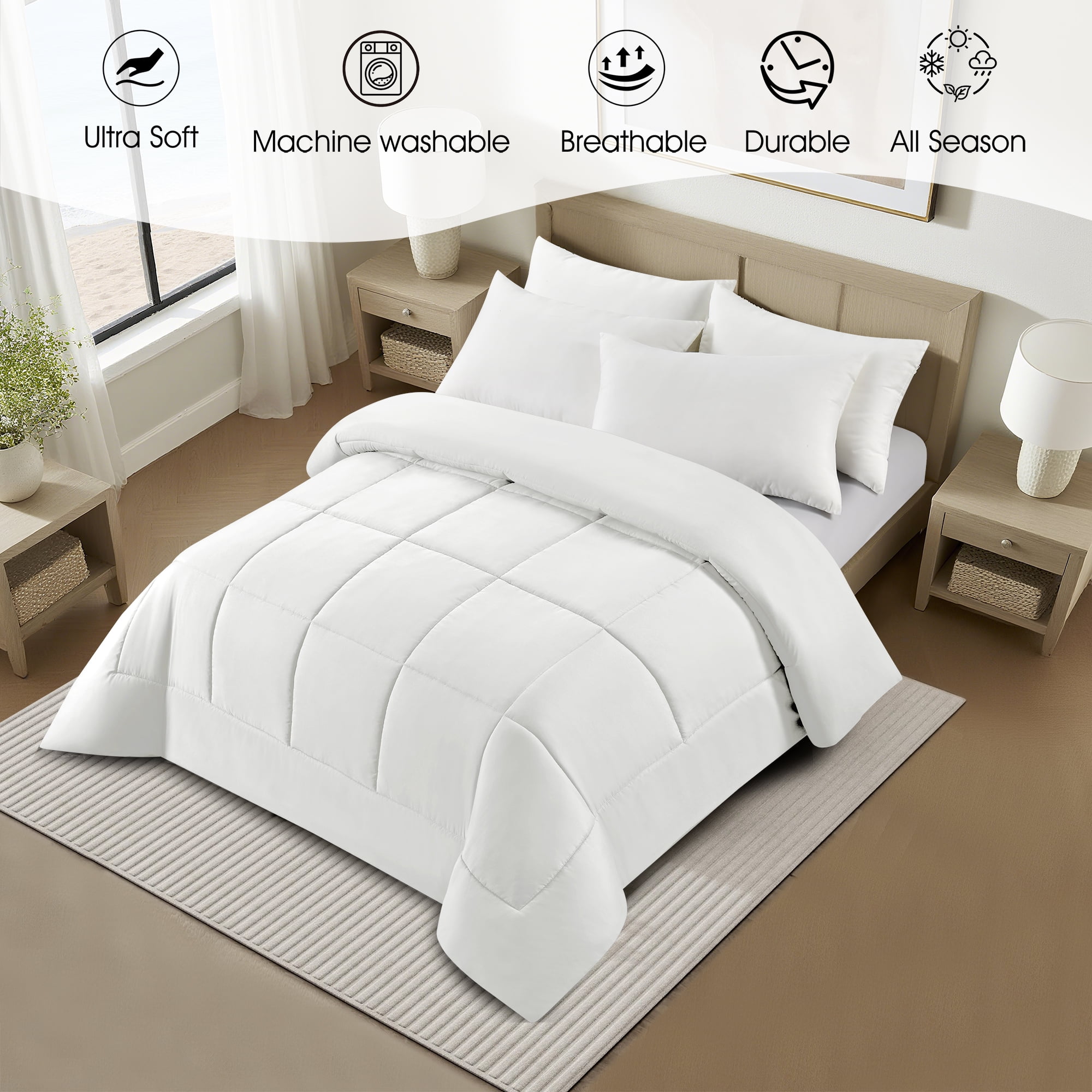 Swift Home Couette de Substitution au Duvet Basic, Toutes Saisons Hypoallergénique et Confortable, Queen